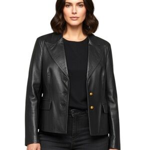 NEW DIRECTIONS Jacket Black Leather Cropped Moto Two Pockets Womens SZ XL